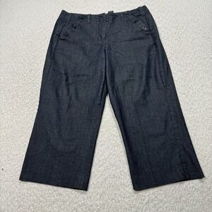 Sandro Sportswear Womens Pants Denim Capri Cropped Lightweight Wide Leg Sz 6